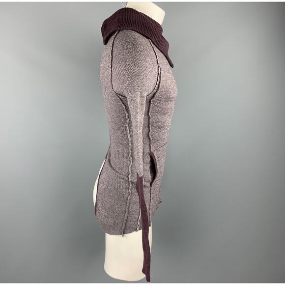 NICE COLLECTIVE Size M Purple Merino Wool High Collar Zipper Sweater - Picture 4 of 6